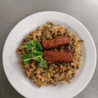 Fotografie jídla Krémová čočka s klobasou