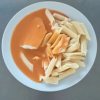 Fotografie jídla Krůtí prsa na paprice, těstoviny