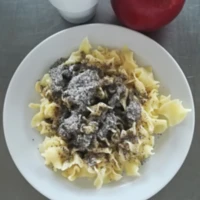 Fotografie jídla Nudle s mákem, ochucené mléko