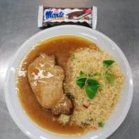 Fotografie jídla Přírodní vepřový plátek, zeleninový kuskus 2