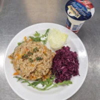 Fotografie jídla Bulgur s houbami a rajčaty