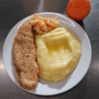 Fotografie jídla Treska v sezamu, bramborová kaše