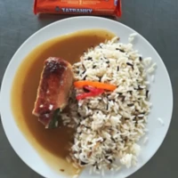 Fotografie jídla Zbojnický skřivan, dušená rýže