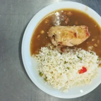 Fotografie jídla Vepřový závitek, dušená hrášková rýže