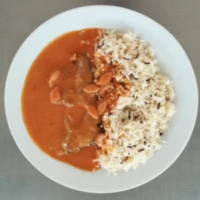 Fotografie jídla Frankfurtská roštěná, dušená rýže